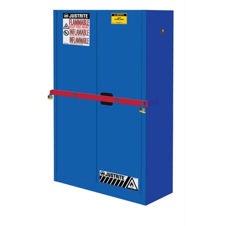 Justrite 45 gal, 2 Shelves, 18-Gauge Steel, 43 in W x 65 in H x 18 in D, Blue SC29884B